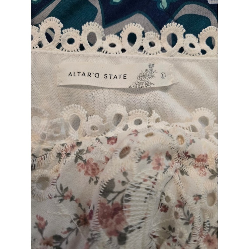 Altar'd State Floral Eyelet Mini Dress L Cottagecore Coquette - Picture 6 of 7